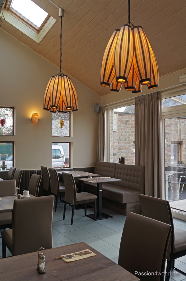 Pavieljoentje_gistel - Wall and pendant lighting in wood veneer